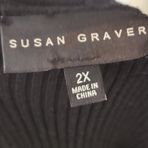 18. Susan Graver Women's Rib Knit Duster Cardigan Sweater Black Size 2X Office - Picture 6 of 7